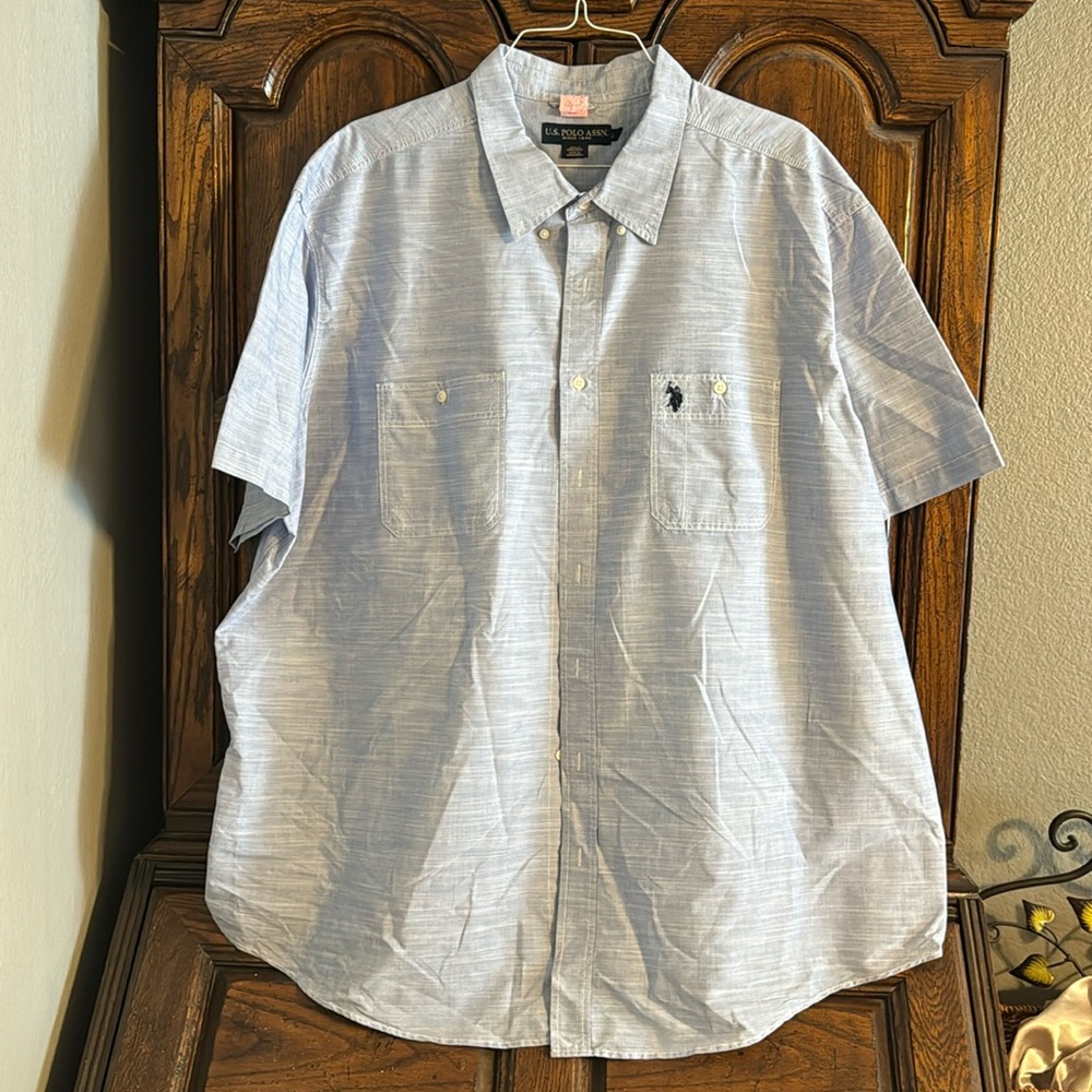 U.S. Polo ASSN button down shirt blue kinda denim look